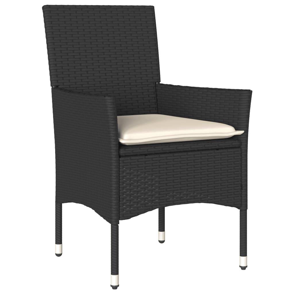 Ensemble Table et Chaises de Jardin 6 Personnes Résine Tressée et Acacia avec Coussins Confortables pour Repas Noir 150cm – ComfortXL Outdoor Living - Image 3
