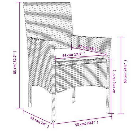 Ensemble Table et Chaises de Jardin 6 Personnes Résine Tressée et Acacia avec Coussins Confortables pour Repas Noir 150cm – ComfortXL Outdoor Living - Image 8