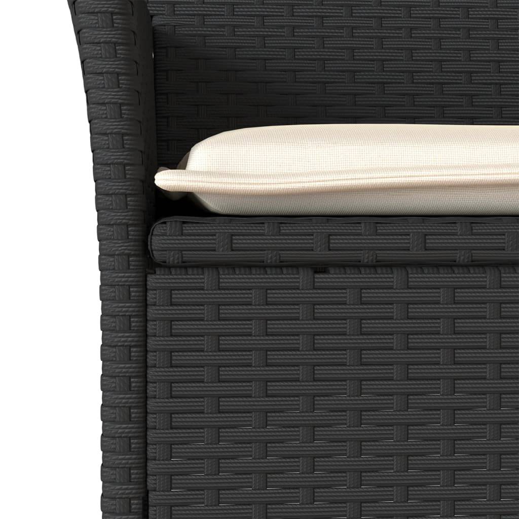 Ensemble Table et Chaises de Jardin 6 Personnes Résine Tressée et Acacia avec Coussins Confortables pour Repas Noir 150cm – ComfortXL Outdoor Living - Image 5