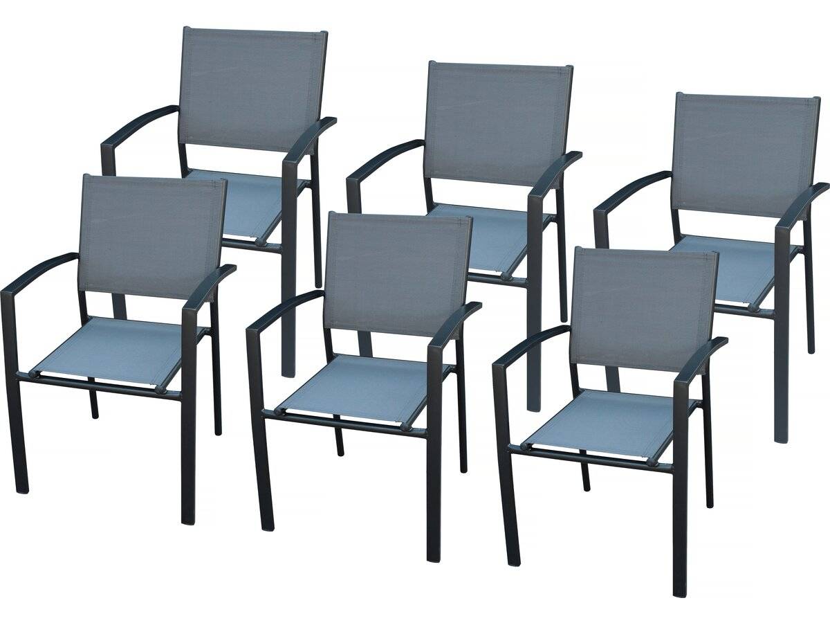 Habitat Et Jardin - Lot De 6 Chaises De Jardin En Aluminium "lyraya" - Anthracite -habitat Et Jardin - Image 1