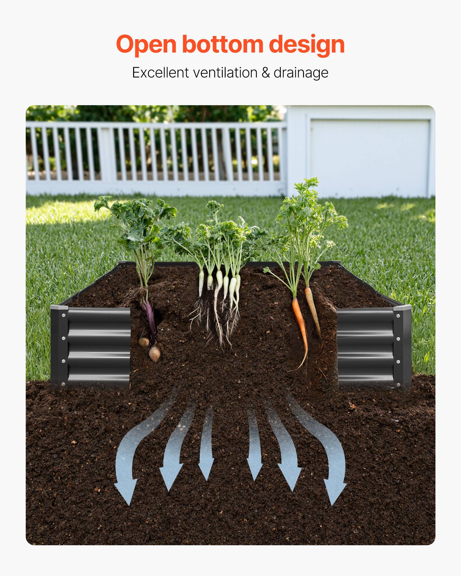 Vevor - VEVOR Carré Potager Surélevé Métal Galvalume Lit Jardin 240x120x29 cm Gris Foncé - Image 6