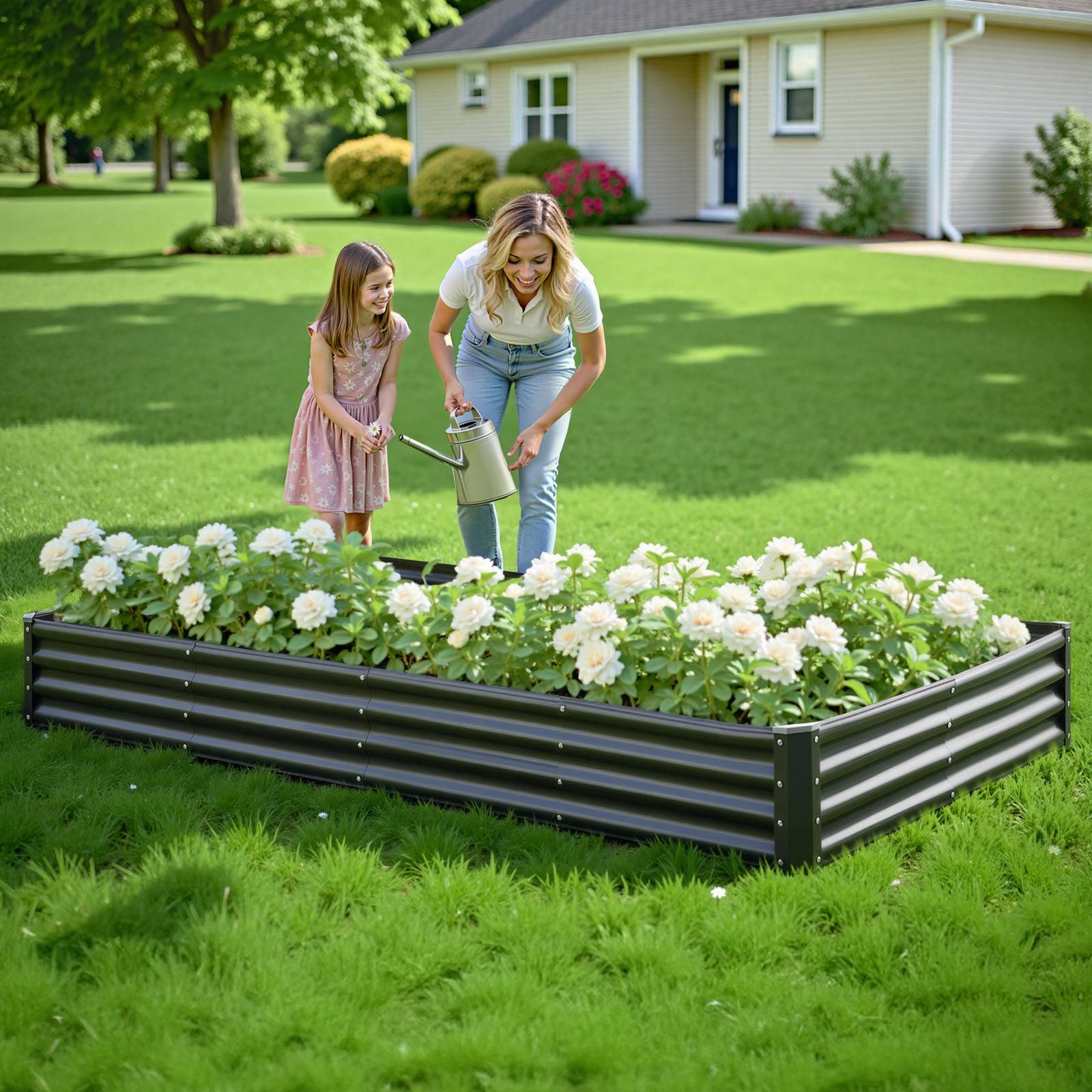 Vevor - VEVOR Carré Potager Surélevé Métal Galvalume Lit Jardin 240x120x29 cm Gris Foncé - Image 8