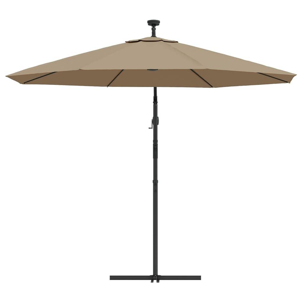 Helloshop26 - Parasol meuble de jardin en porte-à-faux led et mât en acier 300 cm taupe - Image 5