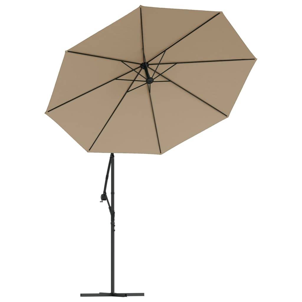 Helloshop26 - Parasol meuble de jardin en porte-à-faux led et mât en acier 300 cm taupe - Image 2