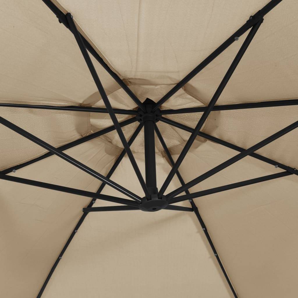 Helloshop26 - Parasol meuble de jardin en porte-à-faux led et mât en acier 300 cm taupe - Image 6