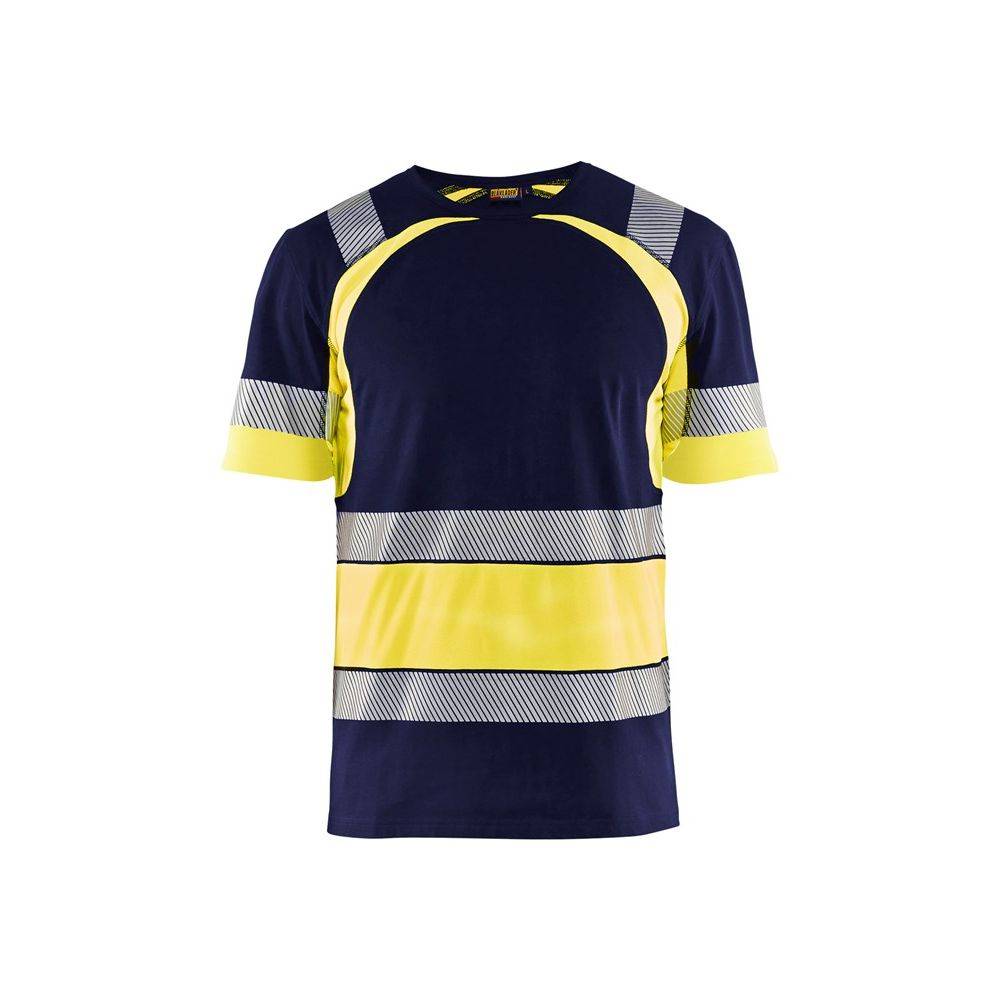 T-shirt de travail haute visibilité Blaklader 100% coton Marine / Jaune XL