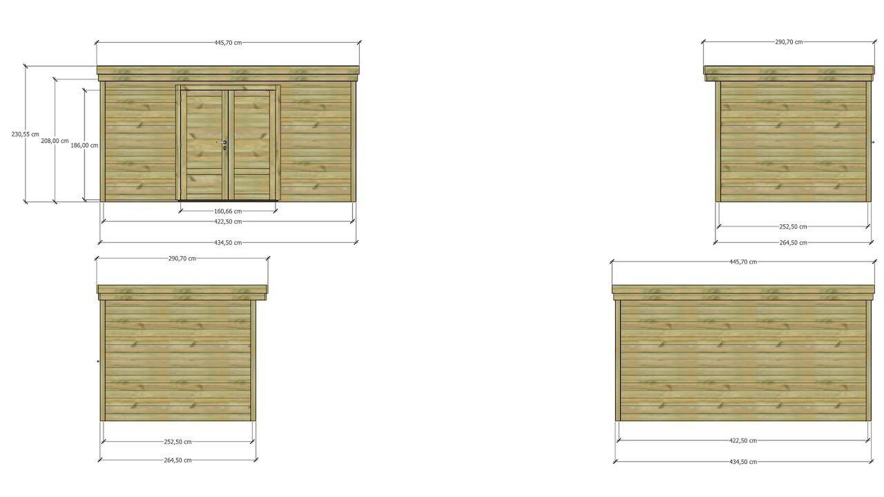 ABRI DE JARDIN bois  autoclave 27mm - 4,34x2,64m / 11m2 - Bac acier - Abri Français - Image 4