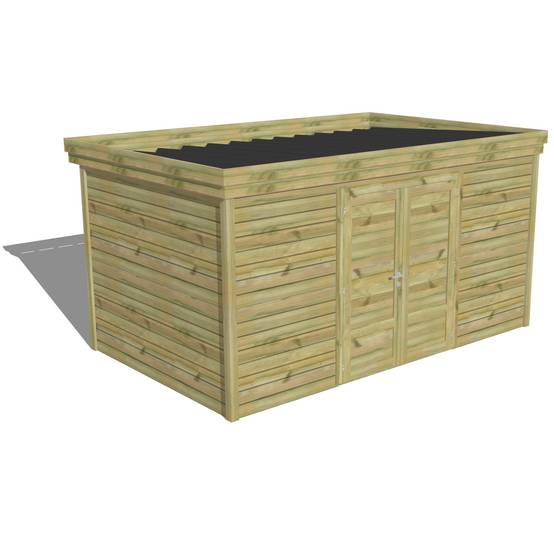 ABRI DE JARDIN bois autoclave 27mm - 4,34x2,64m / 11m2 - Bac acier - Abri Français - Image 1