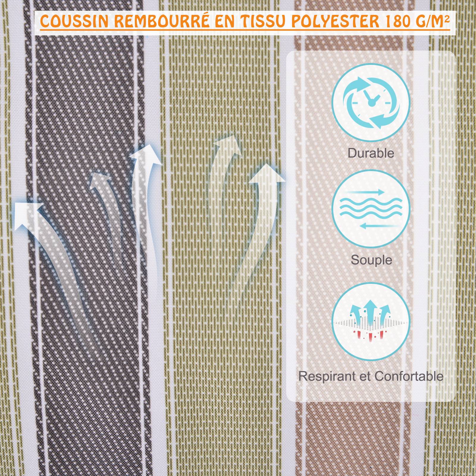 Chaise suspendue hamac coton jardin assise respirante macramé 100cm rayé - ComfortXL Outdoor Living - Image 6