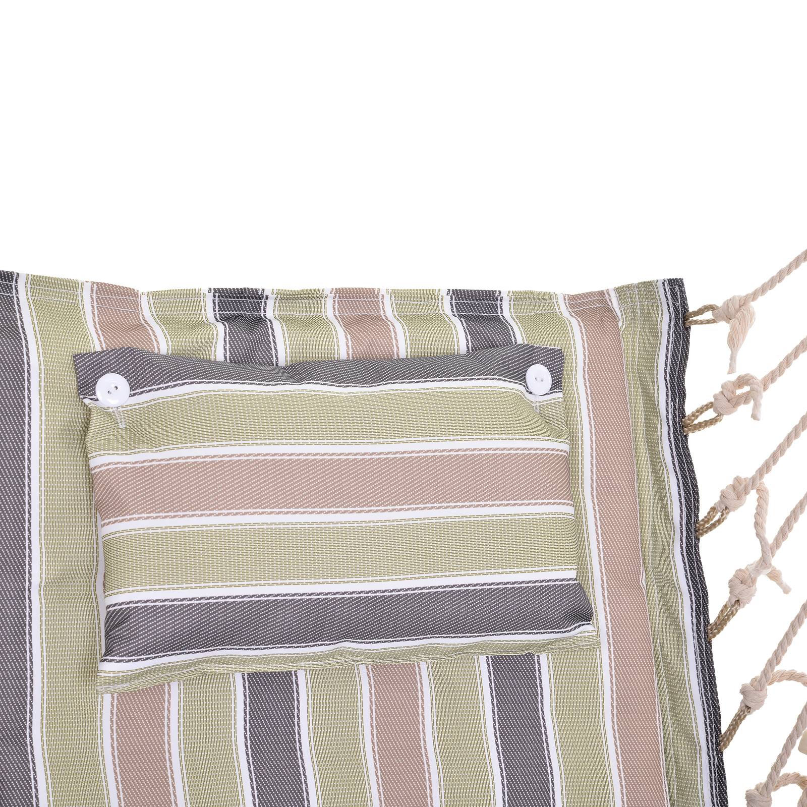 Chaise suspendue hamac coton jardin assise respirante macramé 100cm rayé - ComfortXL Outdoor Living - Image 8