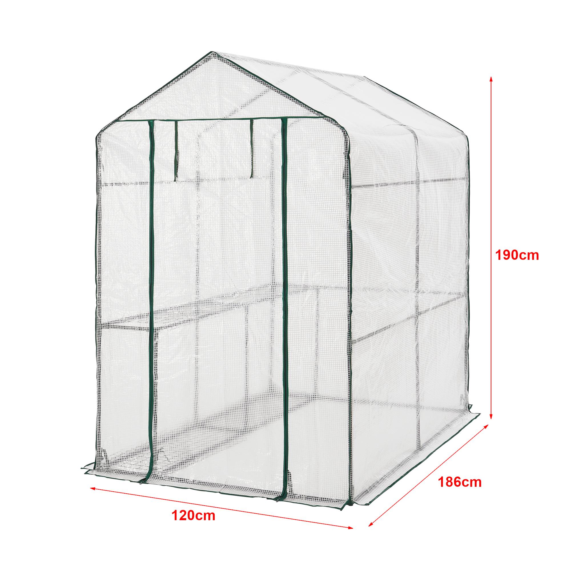 Serre de jardin Oosterhout en acier et polyéthylène avec étagères intégrées 120 x 186 x 190 cm [en.casa] - Image 3