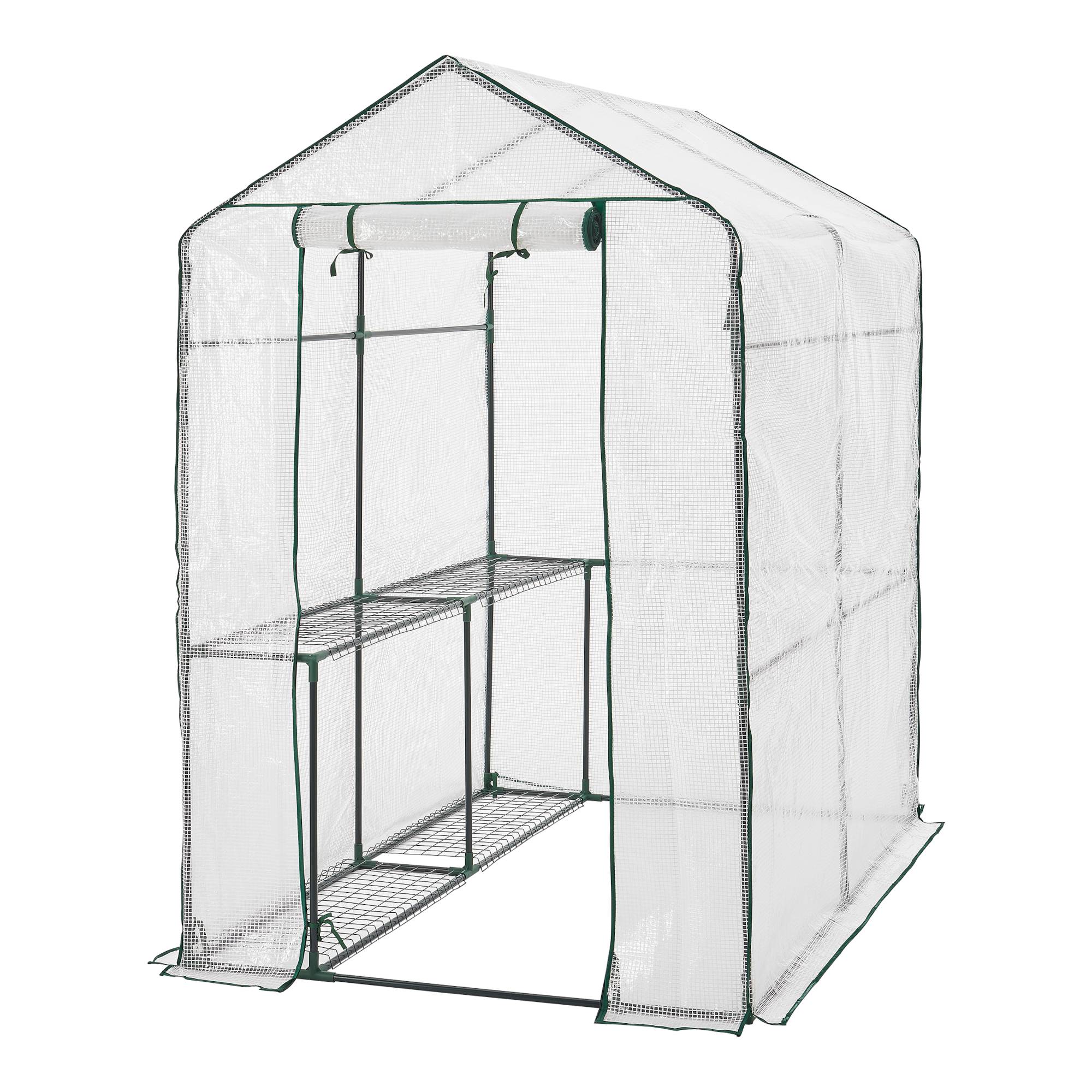 Serre de jardin Oosterhout en acier et polyéthylène avec étagères intégrées 120 x 186 x 190 cm [en.casa] - Image 1