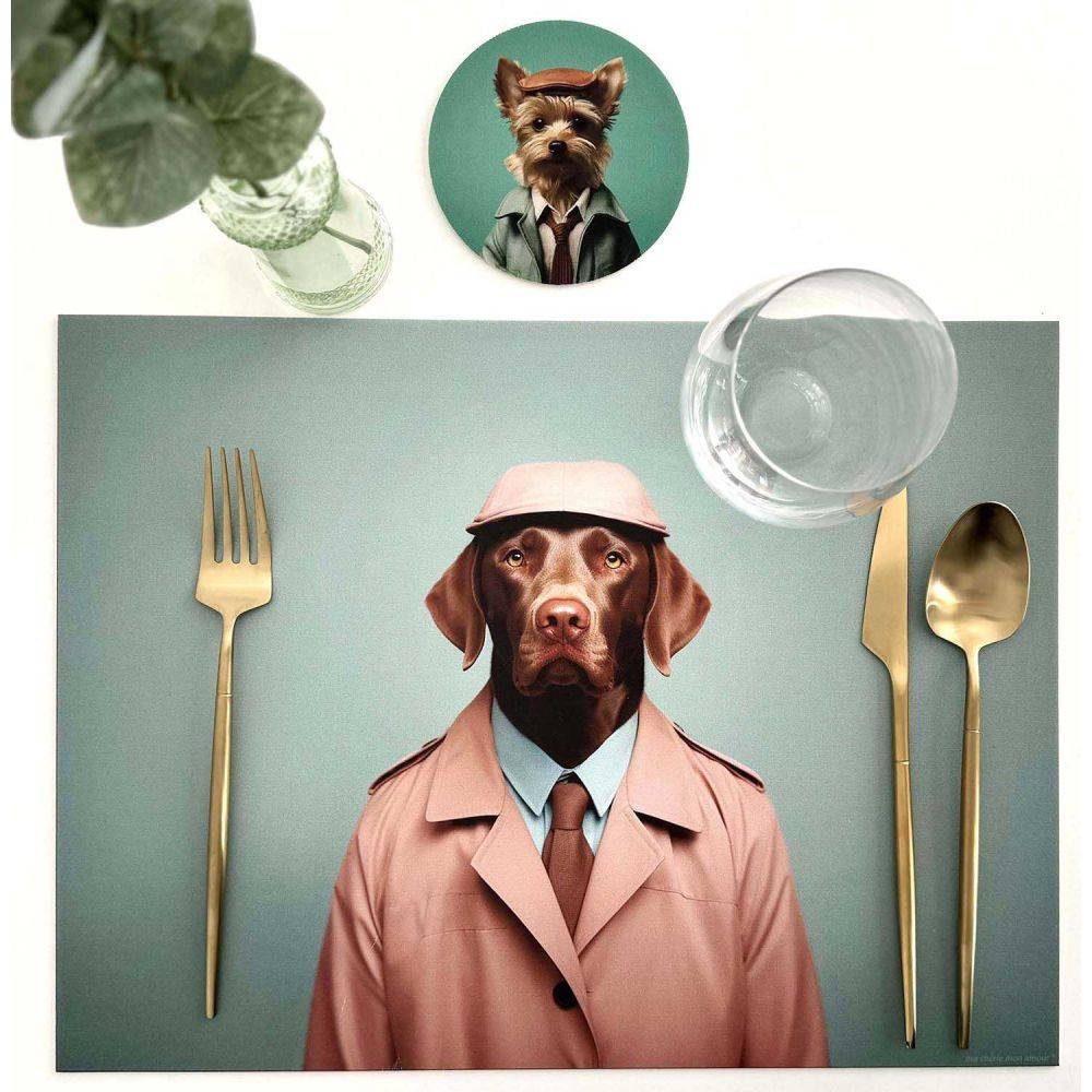 Ensemble sets de table et dessous de verre Funny Dogs Lot de 6 sets de table et 6 dessous de verre motifs assortis - Image 4