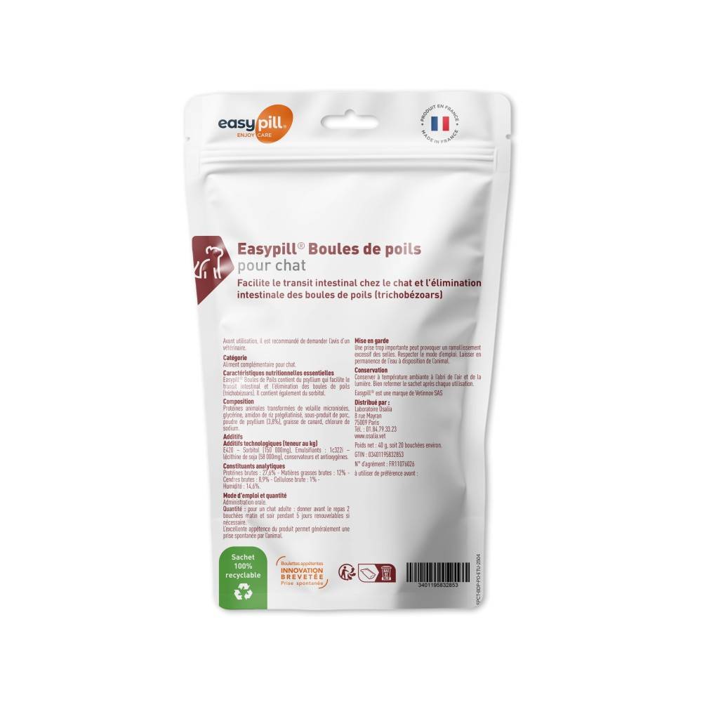 Easypill Boules de poils Compléments alimentaires pour digestion chats - 40g - Image 2