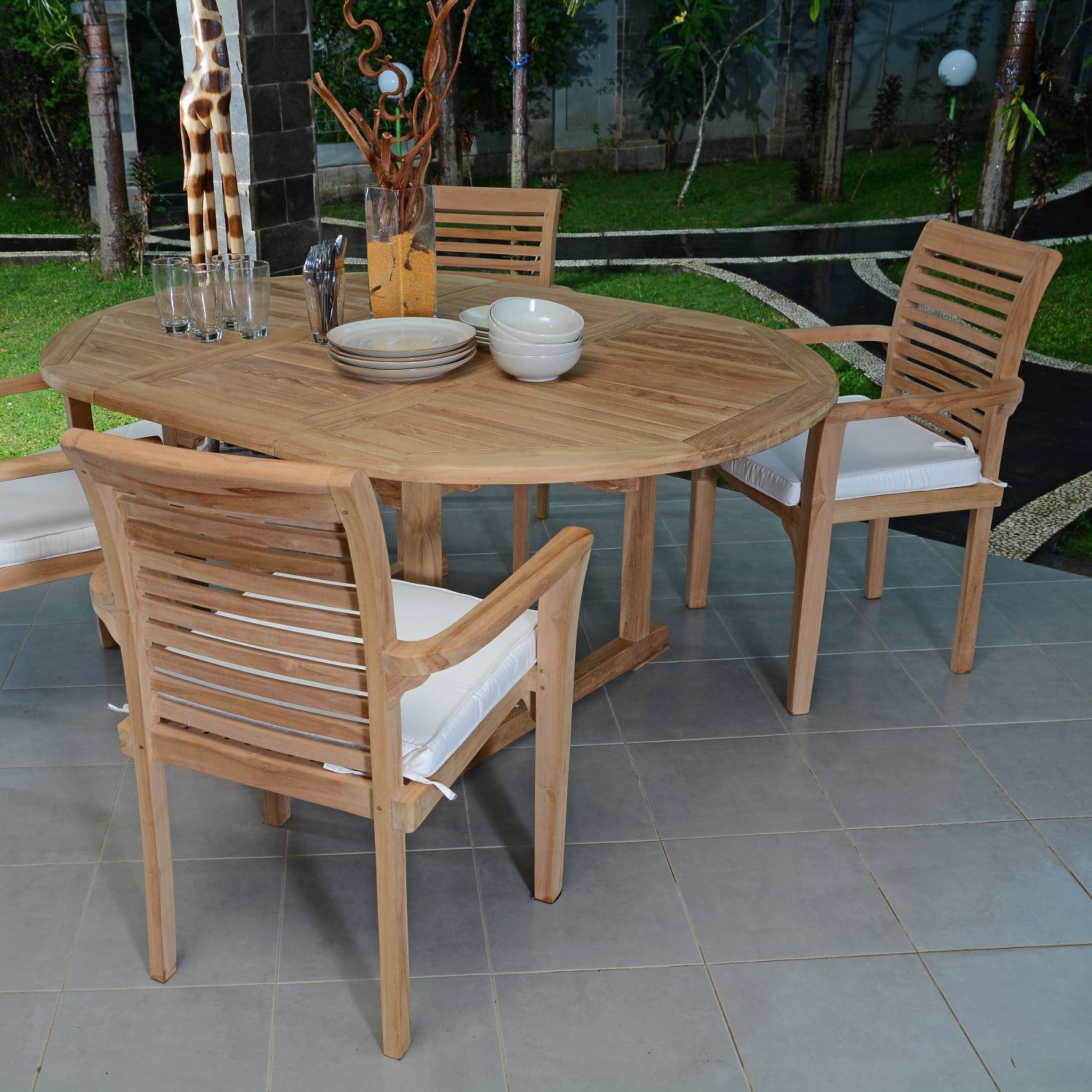 Salon de jardin en teck massif Marbella, 4 places - TECK'Attitude - Image 2