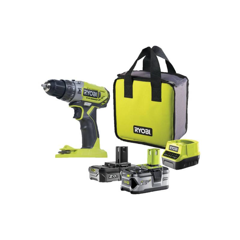 Ryobi - Perceuse-visseuse à percussion RYOBI - R18PD2-242S - 18V One+ - 2 Batteries 4.0Ah et 2.0Ah - 1 Chargeur