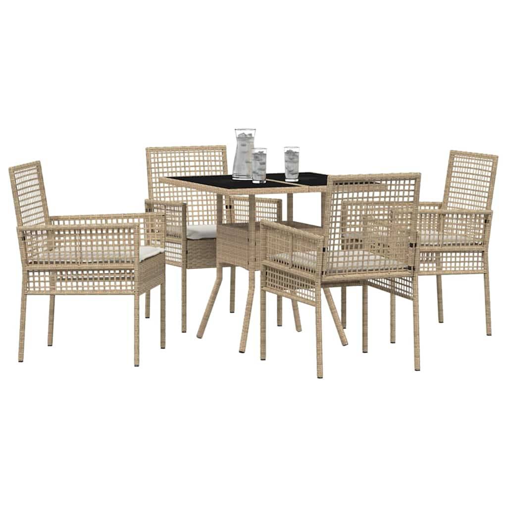 Ensemble repas extérieur 4 personnes en résine tressée beige avec table et chaises – ComfortXL Outdoor Living - Image 3