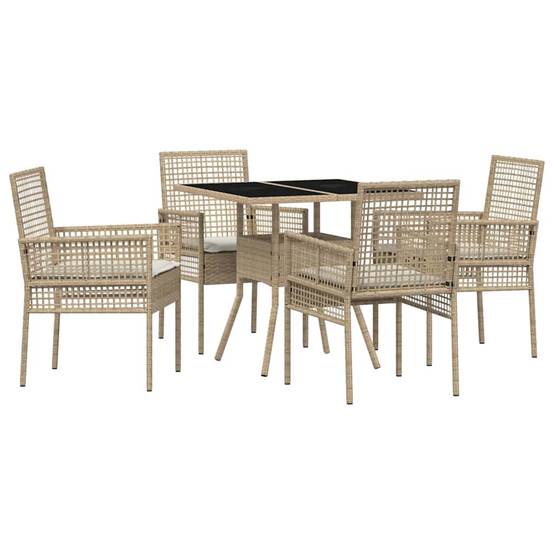 Ensemble repas extérieur 4 personnes en résine tressée beige avec table et chaises – ComfortXL Outdoor Living - Image 2