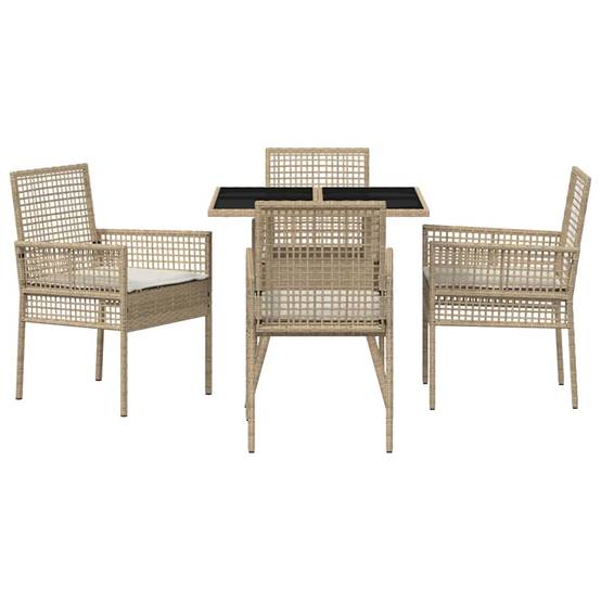 Ensemble repas extérieur 4 personnes en résine tressée beige avec table et chaises – ComfortXL Outdoor Living - Image 7