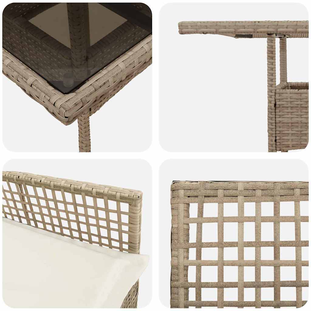 Ensemble repas extérieur 4 personnes en résine tressée beige avec table et chaises – ComfortXL Outdoor Living - Image 9