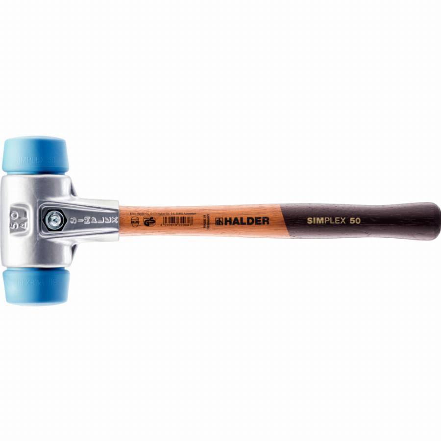 Maillet HALDER SIMPLEX TPE souple avec boîtier en aluminium et manche en bois - D=40 mm - 3101.040