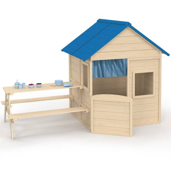 Maisonnette enfant en bois ODYSSEY, cabane de jeux extérieure avec table de pique-nique intégrée - Image 2