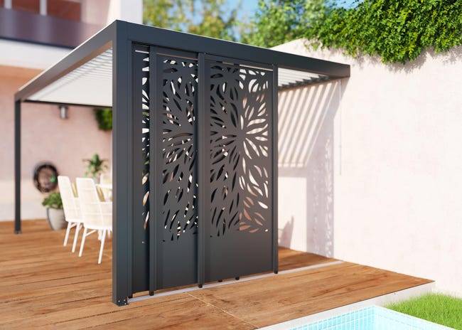 Paroi Coulissante Latérale Aluminium 3m Anthracite Pour Pergola Adossée S et SV France - Image 2