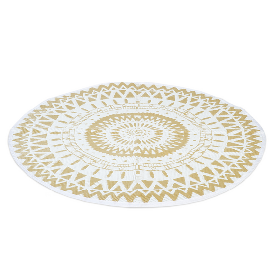 Tapis extérieur ROND naturel et blanc D.150 CM - Image 5