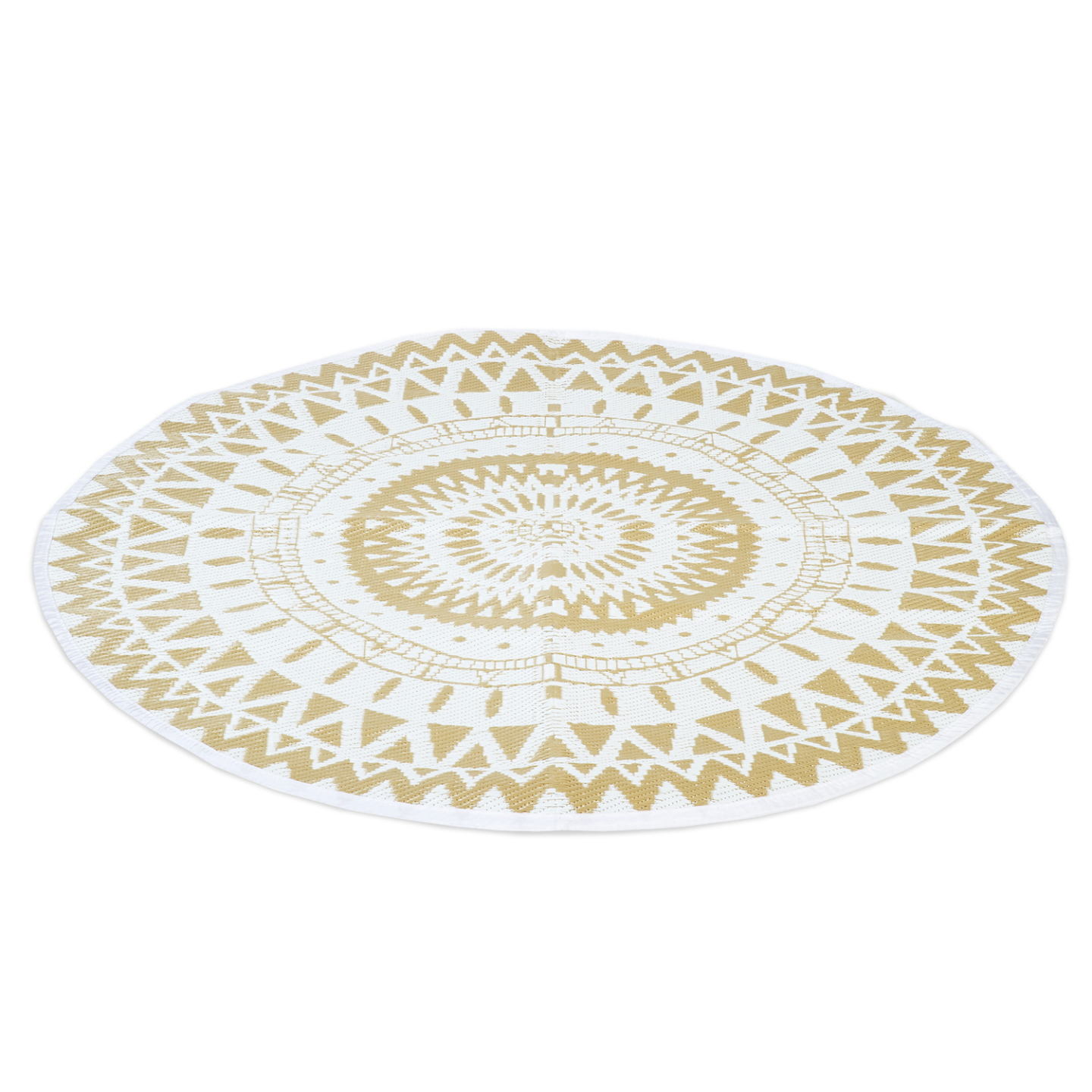Tapis extérieur ROND naturel et blanc D.150 CM - Image 5