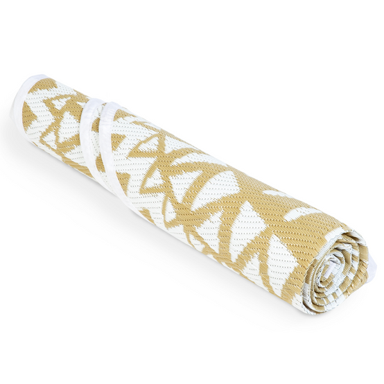 Tapis extérieur ROND naturel et blanc D.150 CM - Image 4