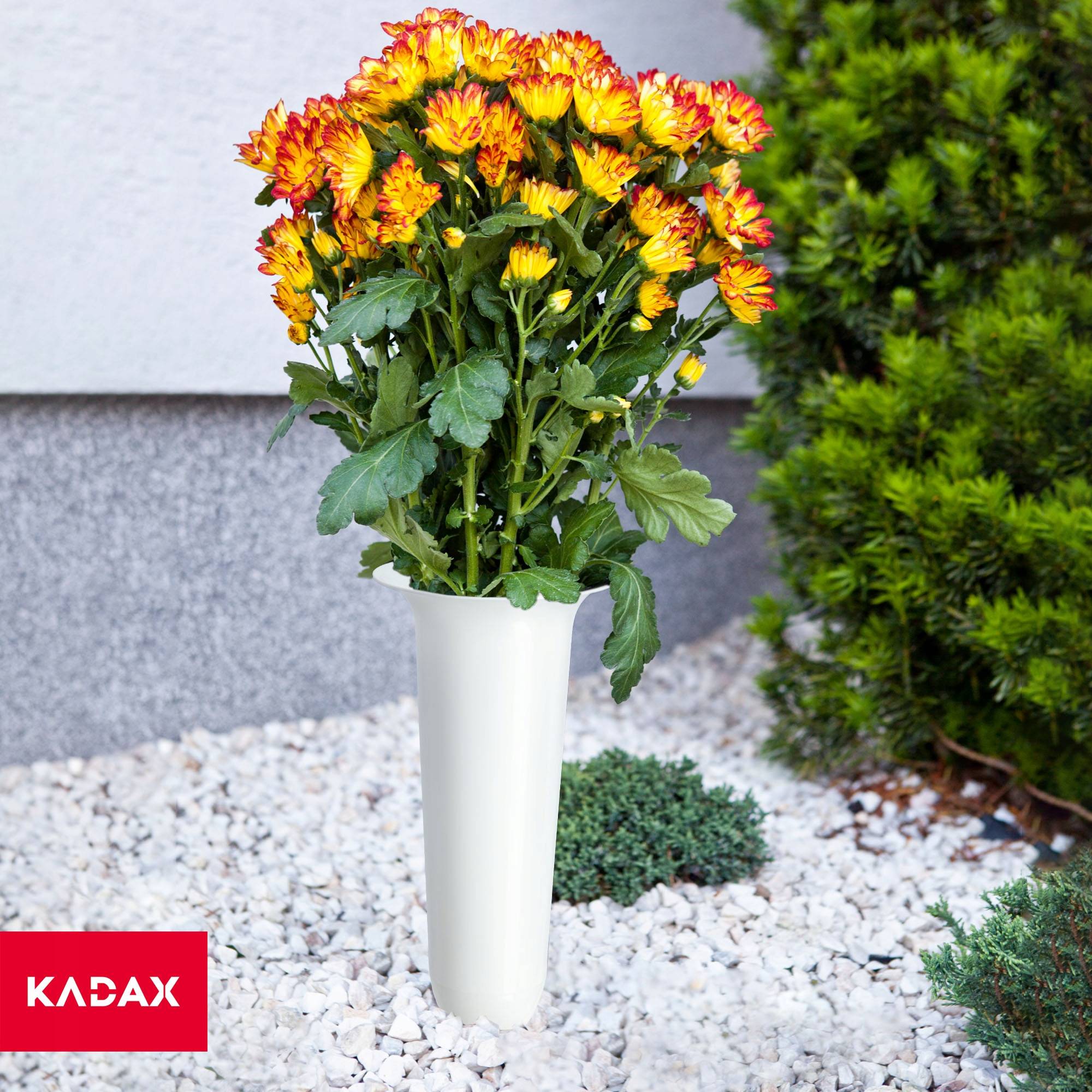 Vase flacon pour pierre tombale de cimetière 23 cm pierre tombale pour fleurs blanc - Image 8