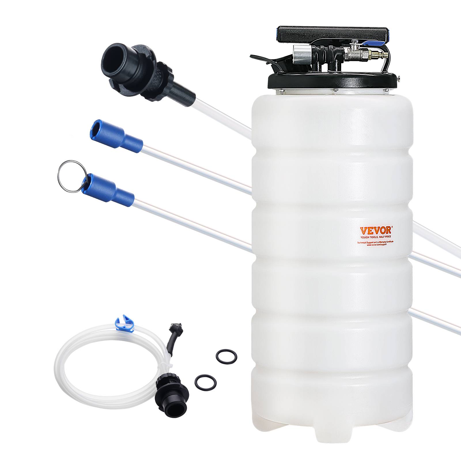 VEVOR Extracteur fluide 15L pompe aspiration vidange huile moteur pneumatique/manuel, jauge. - Image 1