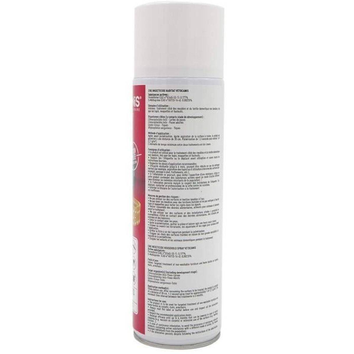 Spray insecticide habitat anti-puces et anti-tiques pour intérieur 500 ml - VETOCANIS - Image 5