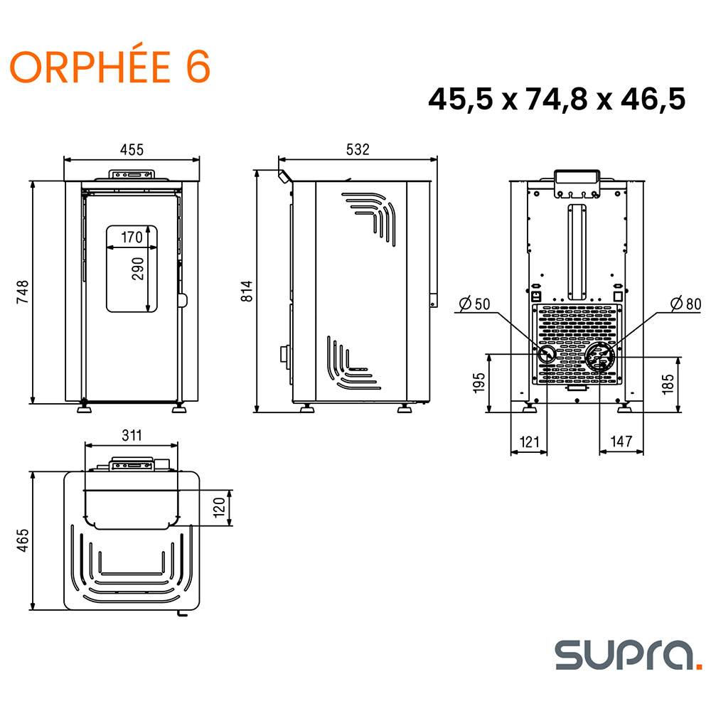 Supra - Poêle à granulés de bois 6.1kw blanc ORPHEE 6 BLANC Supra - Image 5