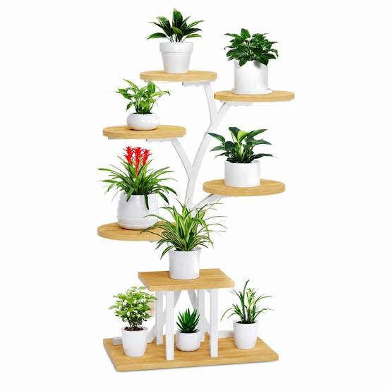 Étagère à Plantes 7 Niveaux 110cm Avec Lumières de Croissance Métal Stable pour Intérieur - Image 1