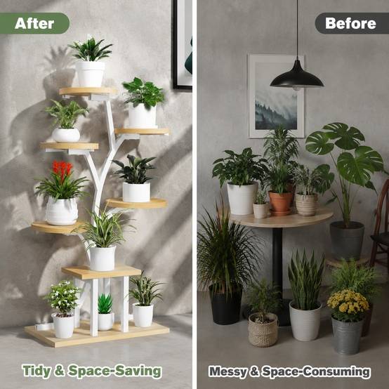 Étagère à Plantes 7 Niveaux 110cm Avec Lumières de Croissance Métal Stable pour Intérieur - Image 5