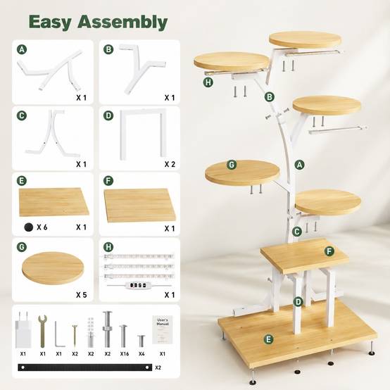 Étagère à Plantes 7 Niveaux 110cm Avec Lumières de Croissance Métal Stable pour Intérieur - Image 9