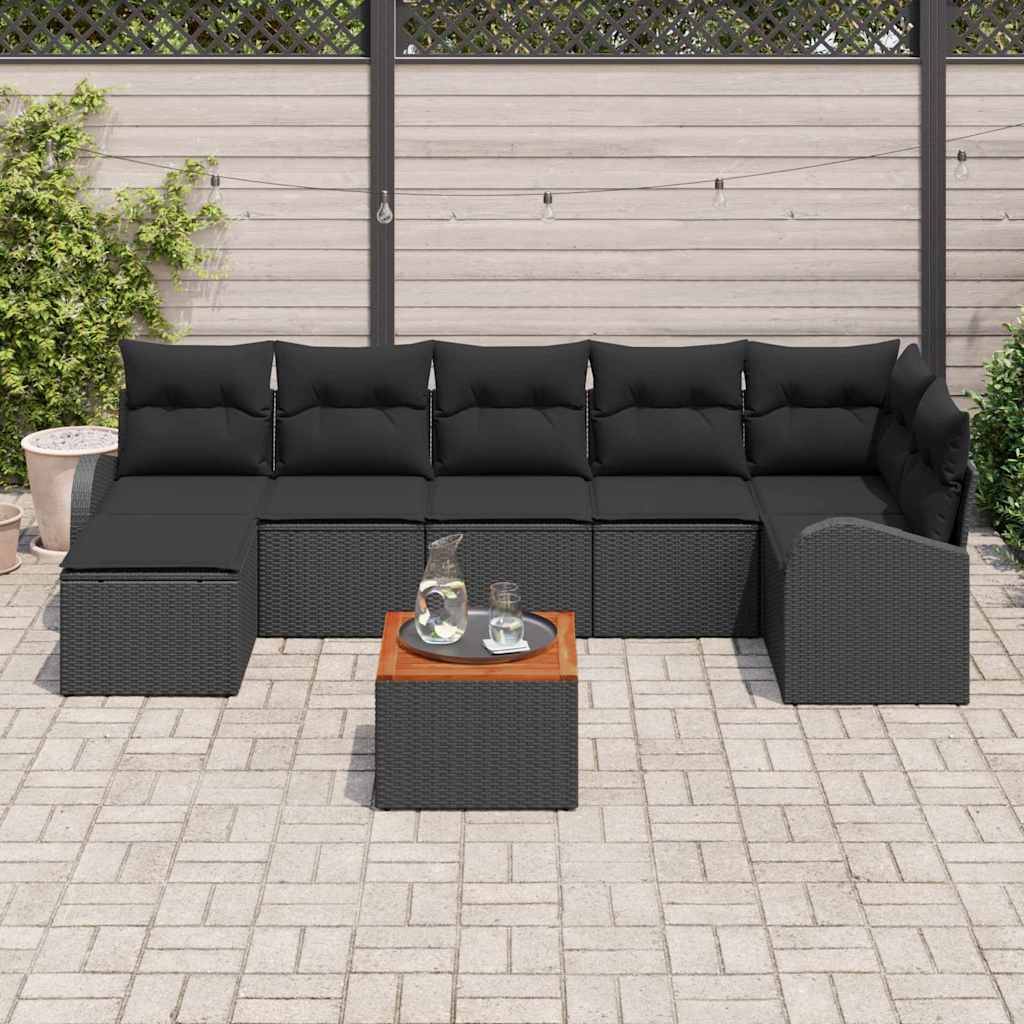 ComfortXL - Salon de jardin 8 places avec pouf en poly rotin modulable et rangement pour patio Noir – ComfortXL Outdoor Living - Image 1