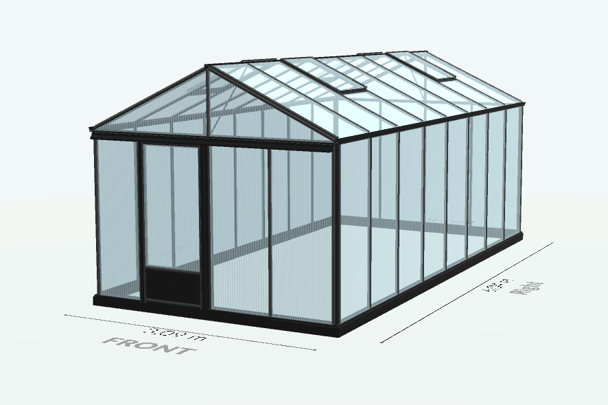 Serre en polycarbonate 8mm alvéolés - Euro Maxi - Laquée - 20m² - Noir fonce - L'atelier des serres - Image 9