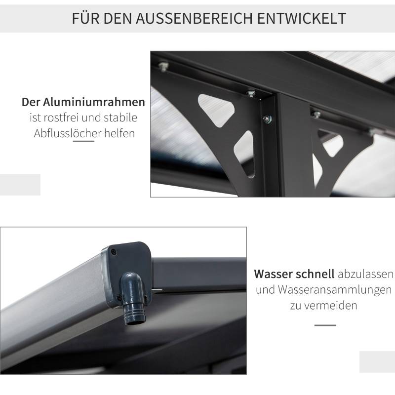 Pergola adossée aluminium toit terrasse protection UV hauteur réglable 435x302cm gris - ComfortXL Outdoor Living - Image 6