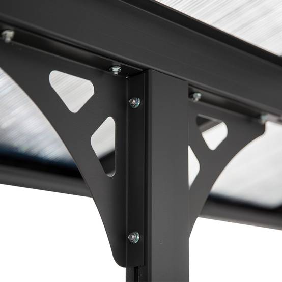 Pergola adossée aluminium toit terrasse protection UV hauteur réglable 435x302cm gris - ComfortXL Outdoor Living - Image 8