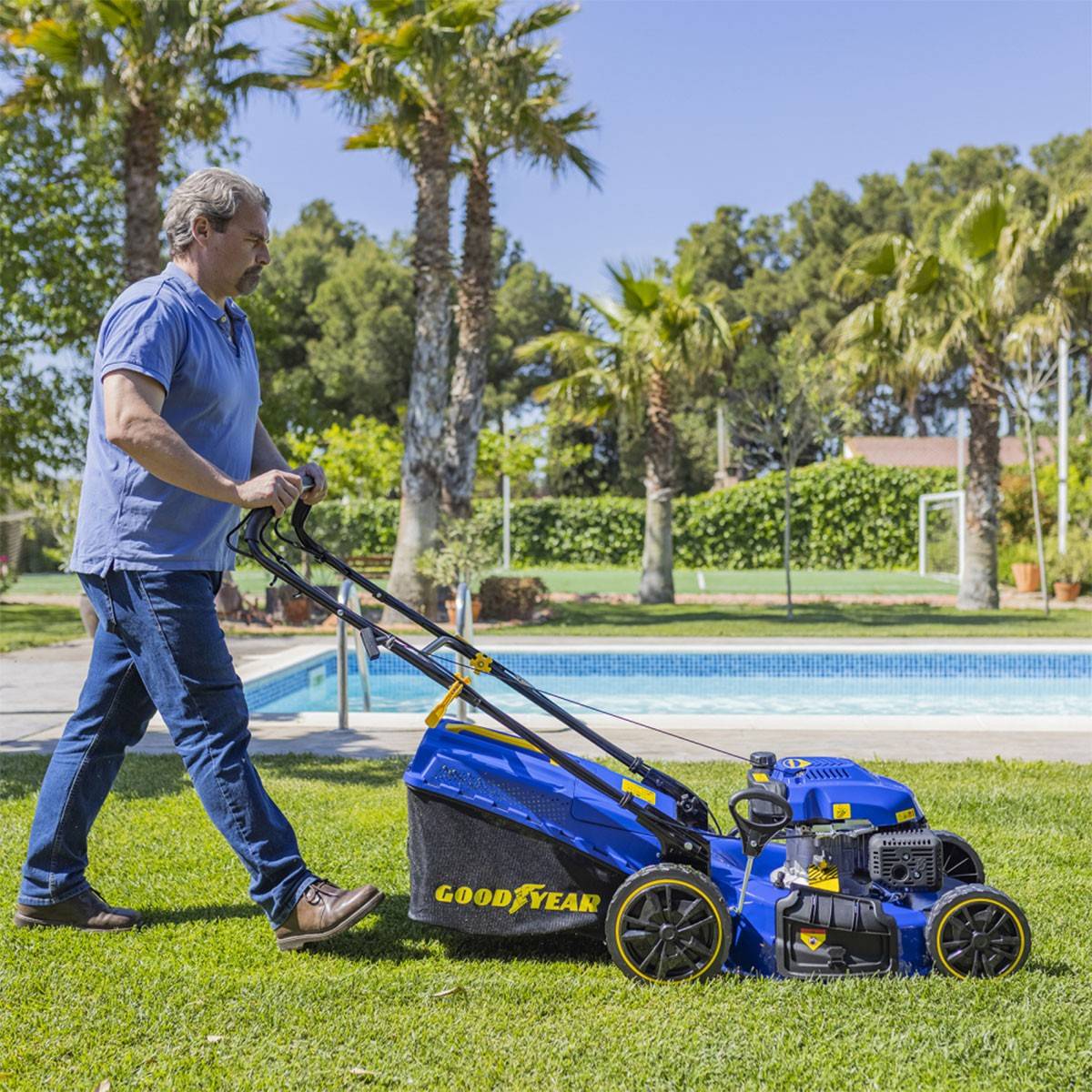 Tondeuse thermique Autotractée 7.5CV Moteur 4T OHV 224 Cm3 Grandes Surfaces de travail GOODYEAR - Image 7