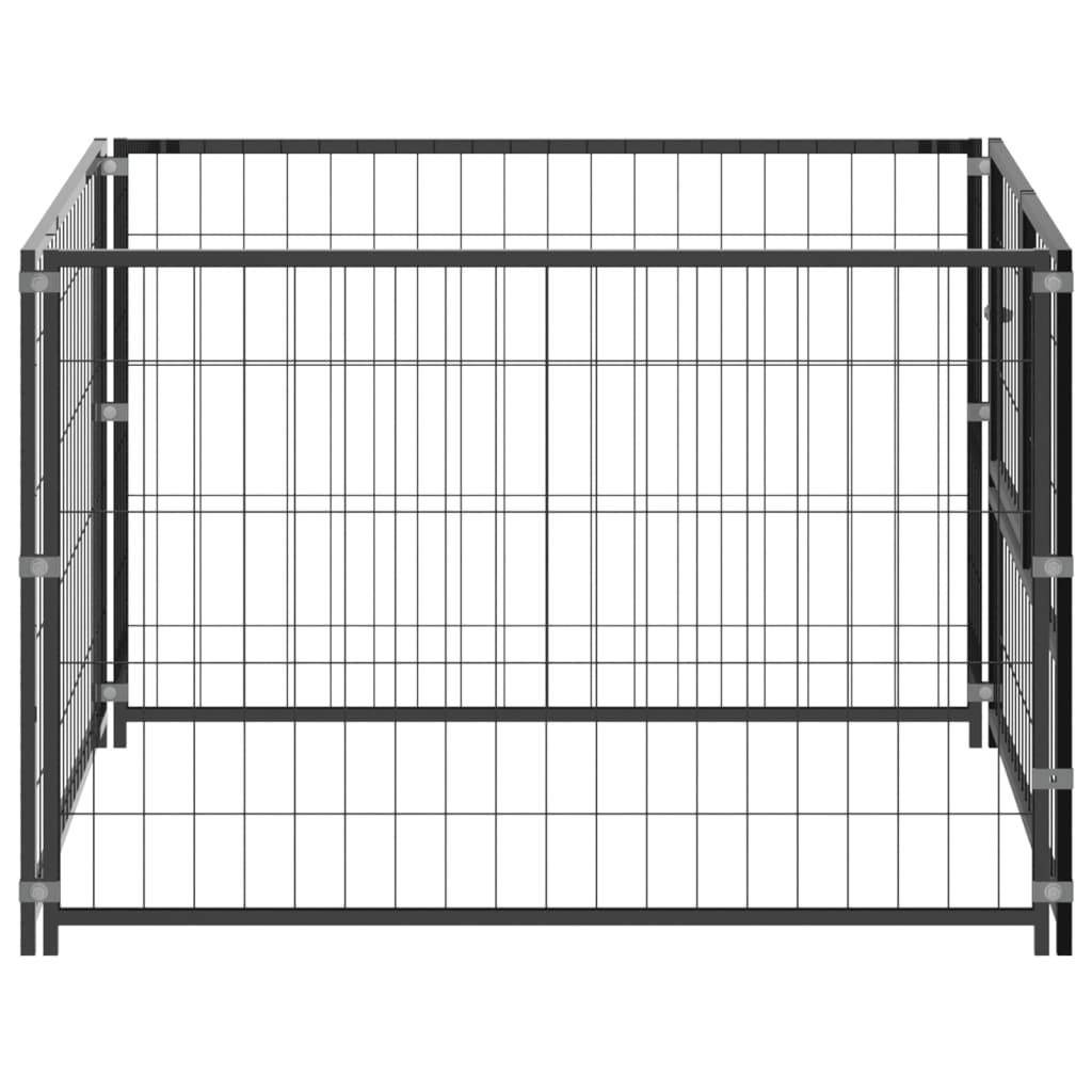 Helloshop26 - Chenil extérieur cage enclos parc animaux chien noir 100 x 100 x 70 cm acier - Image 4