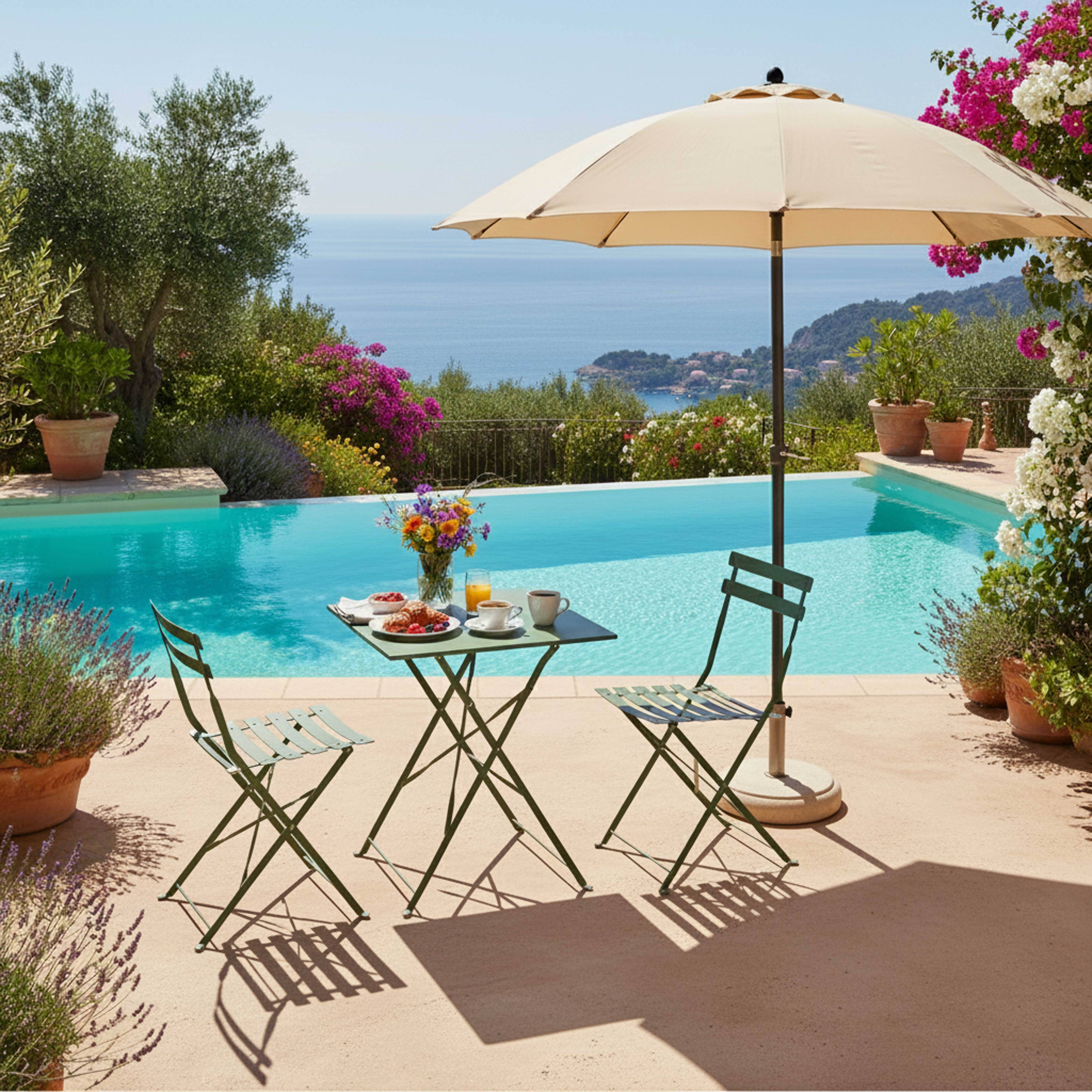 Oviala - Table de jardin pliante bistrot en acier 60 cm vert cactus Rome - Oviala - Image 4