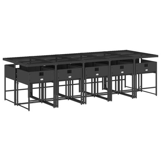 ComfortXL - Table et Chaises de Jardin 10 Personnes 275cm Résine Tressée Noire et Coussins Noirs – ComfortXL Outdoor Living - Image 3