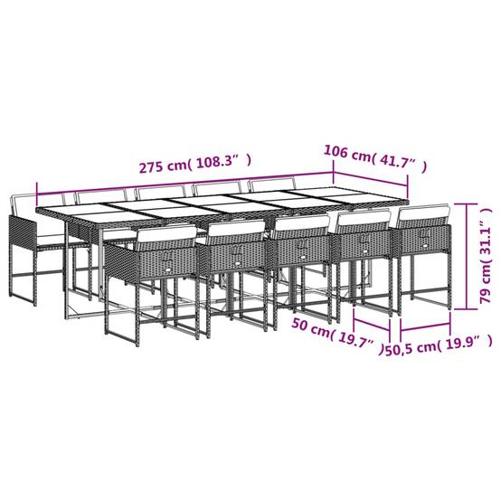 ComfortXL - Table et Chaises de Jardin 10 Personnes 275cm Résine Tressée Noire et Coussins Noirs – ComfortXL Outdoor Living - Image 6
