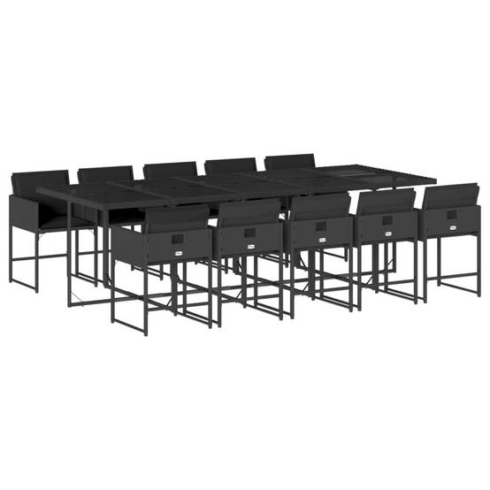ComfortXL - Table et Chaises de Jardin 10 Personnes 275cm Résine Tressée Noire et Coussins Noirs – ComfortXL Outdoor Living - Image 2