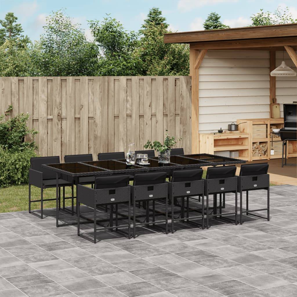 ComfortXL - Table et Chaises de Jardin 10 Personnes 275cm Résine Tressée Noire et Coussins Noirs – ComfortXL Outdoor Living - Image 1