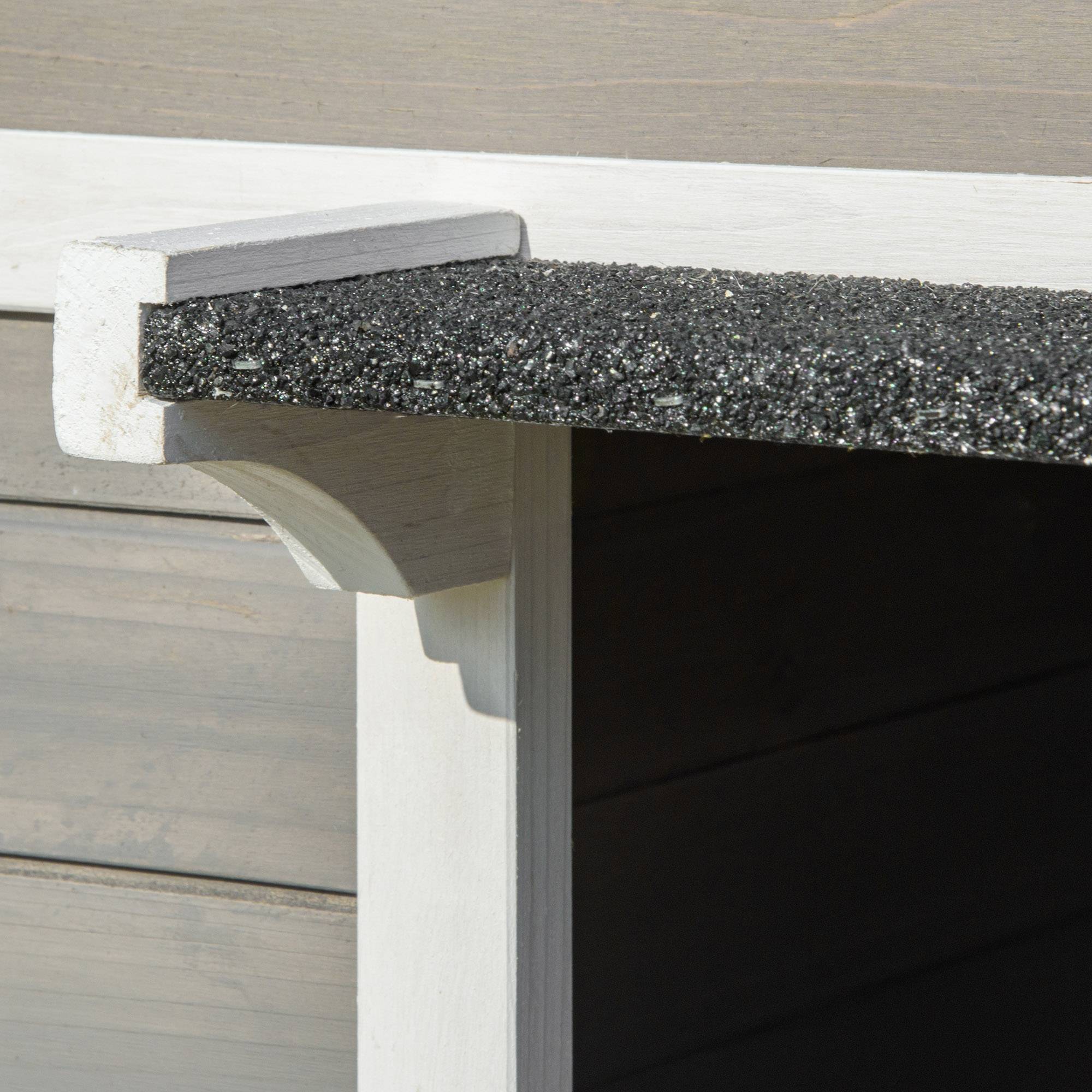 Sans Marque - Maison Bois hivernale étanche toit bitume terrasse cachette abri ext jardin balcon 115x66,5x74,7cm Gris+Blanc - Image 10