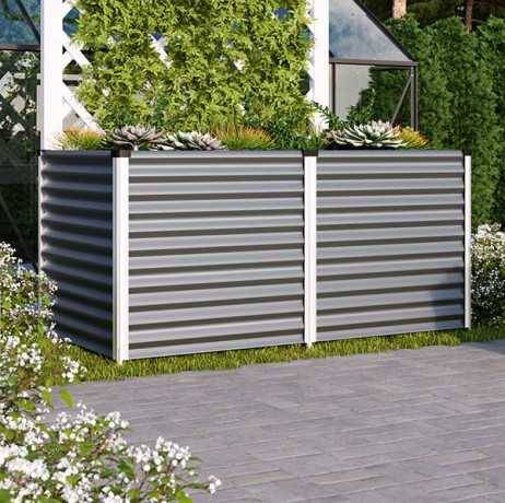 Vitavia - Carré potager Linus 858 – bac de culture Zincalume H 86 cm, Couleur Vert/Aluminium - Image 1
